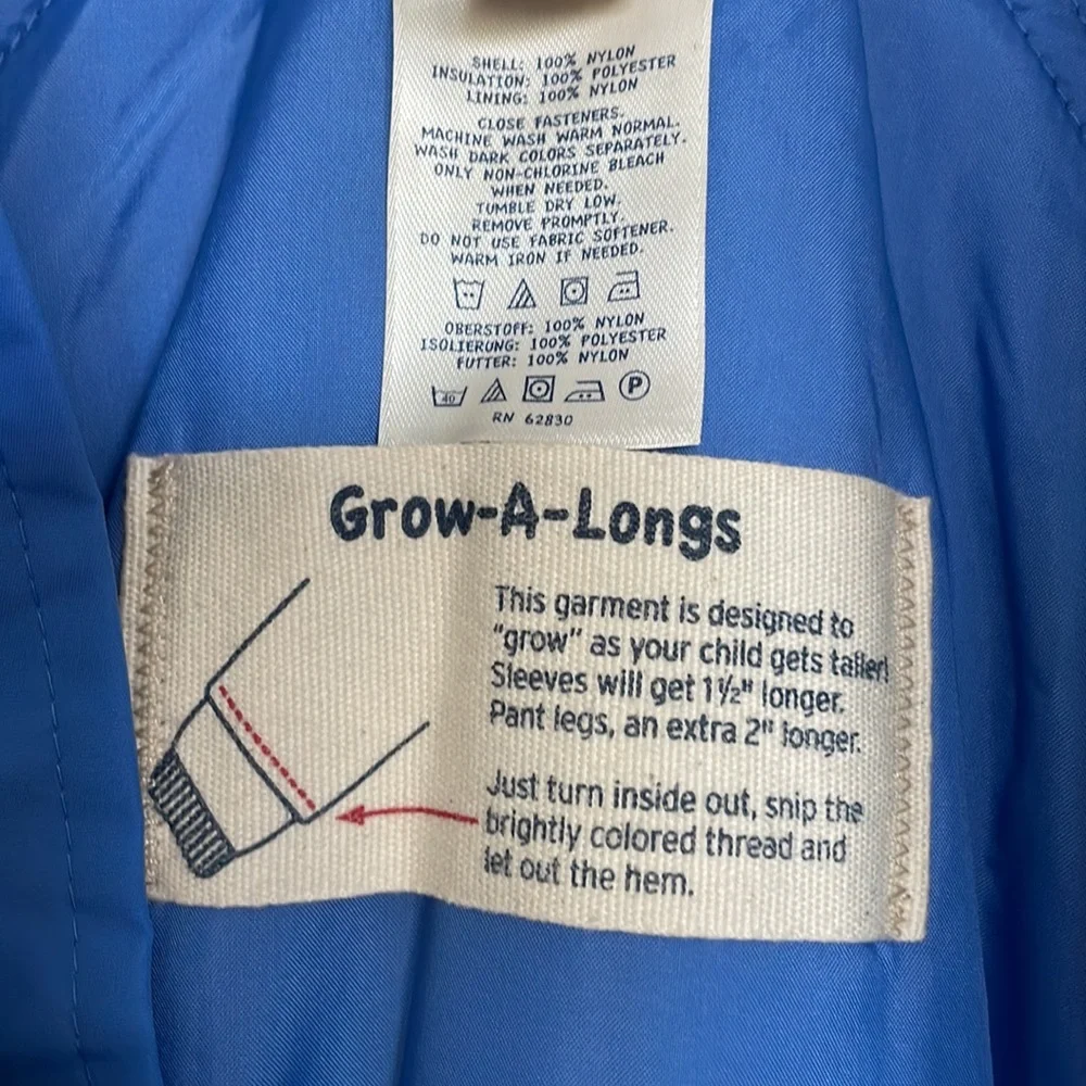 Lands’ End Unisex Kids Blue Snow Bibs - 12S NWOT